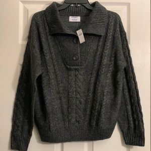 Old Navy Charcoal Cable Knit Sweater with Buttons